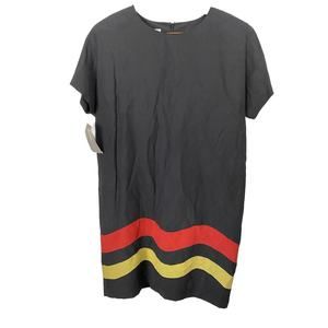 NEW Jones New York Linen Silk Black Color Block Shift Dress Vintage Size 8 Lined